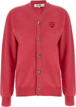 Comme Des Gar&ccedil;ons Pink Embroidered V Neck Sweater