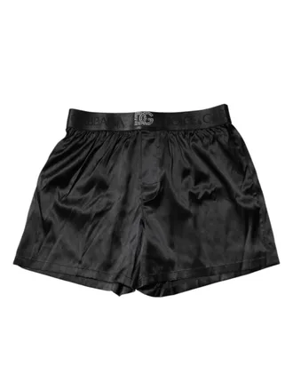 Dolce & Gabbana Black Logo Waist Regular Boxer Shorts Underwear Silk