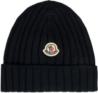 Moncler Gebreide Muts Hat - unisex - Hoeden - Zwart - 2XS - Accessoires