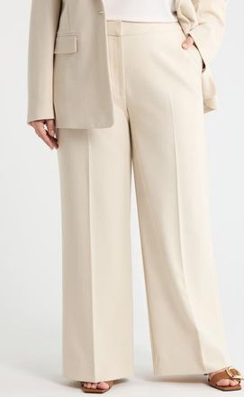 Nordstrom The Lennox Wide Leg Trousers in Beige Oatmeal at Nordstrom, Size 18W