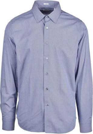 Himon's Blue Brown Geometric Cotton Shirt