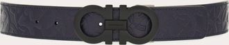 Ferragamo Uomo Cintura reversibile e regolabile Gancini Blu