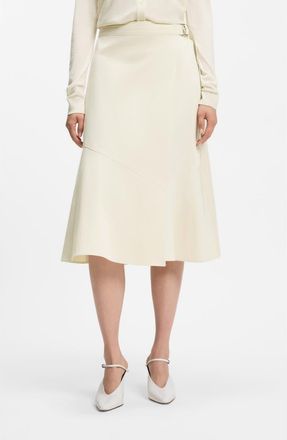 BOSS Vuleran Belted Stretch Cotton Midi Skirt in Light Pumice at Nordstrom, Size 10