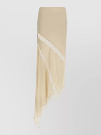 Andamane rosetta skirt asymmetric hem sheer lace trim