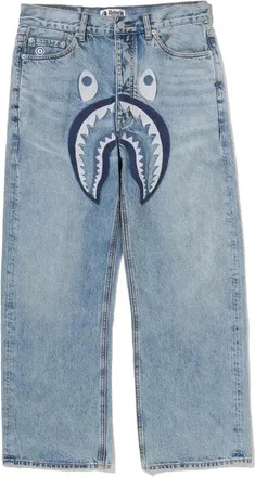A Bathing Ape Jeans con aplique de tibur&oacute;n - Jeans - Hombre - Azul - 2XL