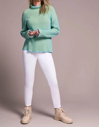 Tribal Corinne Combed Rib Funnel Neck Sweater In Mistblue