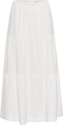 Part Two Witte Ruche Rok met Elastische Taille - Dames - Maxi Rokken - Wit - L - Katoen - Rokken