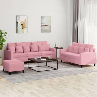vidaXL Juego De Sof&aacute;s Con Cojines 3 Piezas Terciopelo Rosa Vidaxl