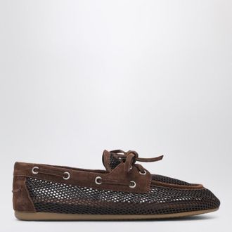 Miu Miu Perforated cocoa-colored loafers