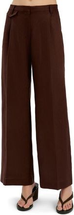 Bardot Geordy Wide Leg Linen Pants in Chocolate at Nordstrom, Size 12