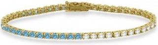Allurez Diamond & Aquamarine Eternity Tennis Bracelet 14K Yellow Gold (4.42ct)