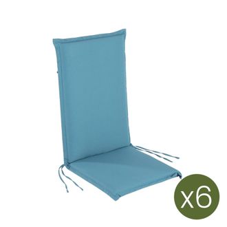 ED&Egrave;N JARD&Iacute; Pack de 6 cojiines para sill&oacute;n de jard&iacute;n reclinable est&aacute;ndar turquesa
