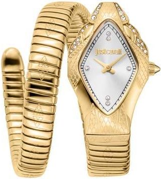 Just Cavalli Snake Wraparound Bracelet Watch, 22mm x 36mm in Gold at Nordstrom Rack