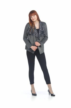 Papillon Soft Drape Sweater With Leopard Lining In Grey