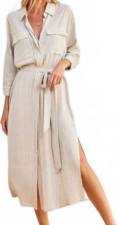 Dress Forum Pinstriped Belted Maxi Shirt Dress