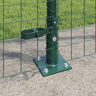 Berkfield Home Green Fence Posts Kit Set of 26 Green Metal 3.2 x 3.2 x 83.5 cm