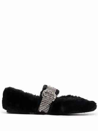 Jimmy Choo London Krista faux-fur ballerina shoes - Black