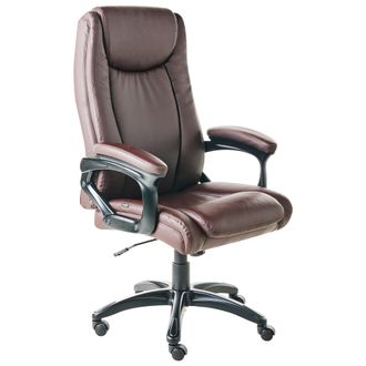 Beliani Beliani - Silla Ejecutiva De Oficina Asiento Inclinable Acolchado Grueso Piel Sint&eacute;tica Marr&oacute;n Oscuro Graceful