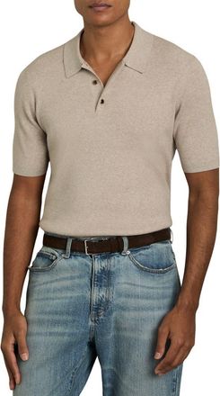 Reiss Berch Rib Polo in Oatmeal at Nordstrom, Size Xx-Large