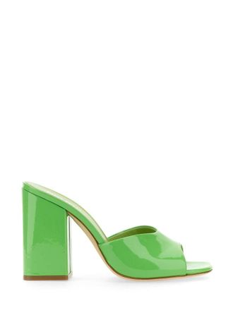 PARIS TEXAS Anja Open-Toe Green Patent Leather Mules