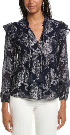 Sail to Sable Ruffle Neck Tie Front Top