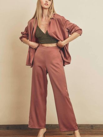 Dress Forum Do Your Thing Shirt & Pants Set In Mauve