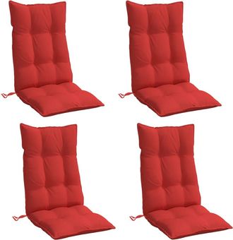vidaXL Cojines De Silla Con Respaldo Alto 4 Uds Tela Oxford Rojo Vidaxl