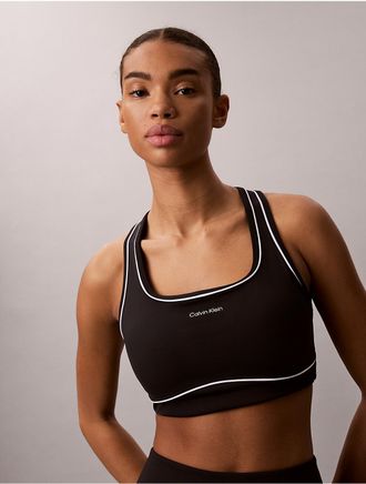 Calvin Klein Calvin Klein Womens Icon Sport Piped Medium Impact Sports Bra - Black - XL