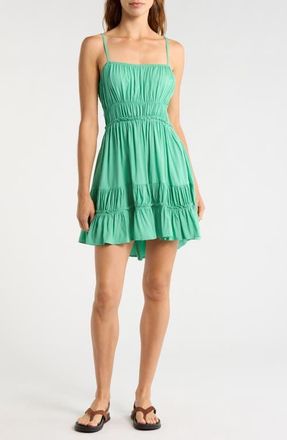 Elan Tiered Ruffle Cover-Up Sundress in Jade at Nordstrom, Size Large