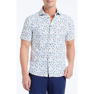 Robert Graham Transpacific Knit Short Sleeve Button-Up Shirt in White at Nordstrom Rack, Size Xxx-Large