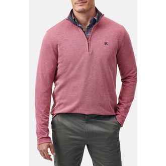 Brooks Brothers Heathered Piqu&eacute; Half Zip Pullover in Pink at Nordstrom, Size X-Large