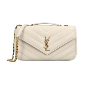 Saint Laurent Loulou Medium Matelass&eacute; Bag - female - Saint Laurent - Shoulder Bags - Beige - ONE SIZE - Bags
