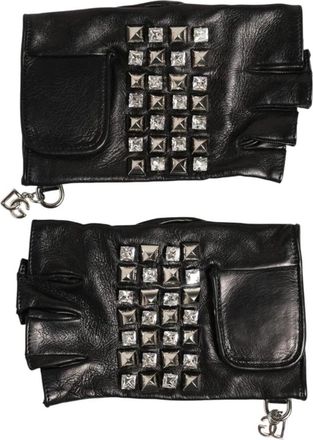 Dolce & Gabbana Lederen vingerloze handschoenen met studs - Heren - Handschoenen - Zwart - ONE Size - Leer - Accessoires