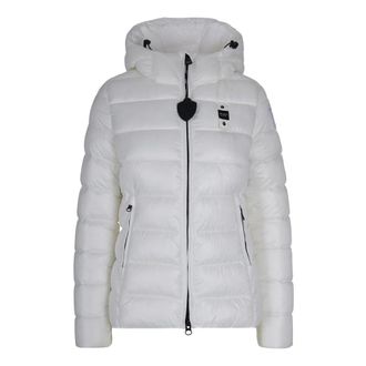 Blauer Gewatteerde Winterjas - Dames - Jassen - Wit - Maat: S Leer