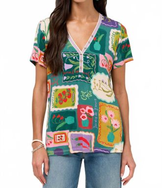 Johnny Was Short Sleeve Bamboo Top In Fleur Floral