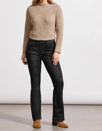 Tribal Audrey Pull On Flare Jeans In Dusty Black
