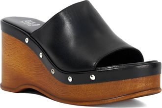 Dune London Womens Ladies Kule - Wedge Mule - Black Leather - Size UK 6