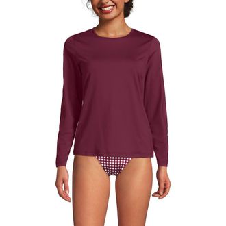 Lands End SunShade UPF 50 Long Sleeve Relaxed Rash Guard in Burgundy Spritz at Nordstrom, Size X-Small