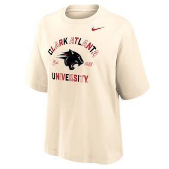 Nike Womens College (Clark Atlanta University) Boxy Cotton T-Shirt in Brown | ZW12573CLAU25-NAT