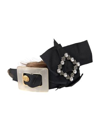 Dolce & Gabbana Zwarte Kristallen Knop Bruin Haar Dames Haarband Diadeem
