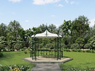 Vente-Unique Chiosco da giardino D300 x H305 cm in Metallo stile ferro battuto Verde - TILCARA