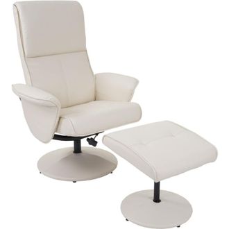 Hhg non utilizzato] Poltrona relax reclinabile Helsinki girevole con poggiapiedi ecopelle avorio