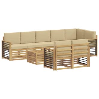 vidaXL Conjunto De Sof&aacute;s De Exterior 9 Uds. Y Beige Poli&eacute;ster Vidaxl