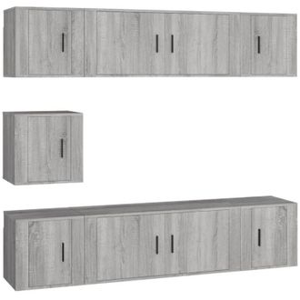 vidaXL Vidaxl - Set De Muebles Para Tv 7 Pzas Madera Contrachapada Gris Sonoma