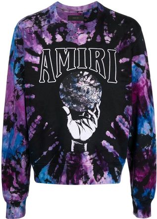 Amiri tie-dye logo-print sweatshirt - men - Cotton - XXXL - Black
