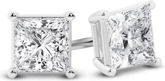 Grown Brilliance 14K White Gold IGI Certified 3 Carat Princess Cut Lab Grown Diamond Stud Earrings for Women, VS Clarity, E-F Color