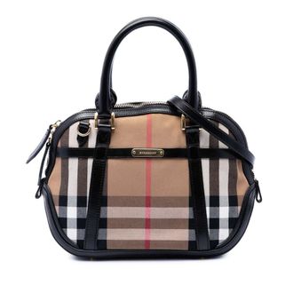 Burberry Pre-owned Burberry Small Leather Trimmed House Check Canvas Bridle Orchard Satchel Ladies JRHEYDWWA3HMDA0B