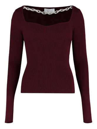 Giuseppe Di Morabito chain-embellished ribbed sweater - women - Elastane/Merino - M - Red