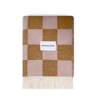 Maison Deux Checkerboard Blanket in Pink/brown at Nordstrom, Size Medium