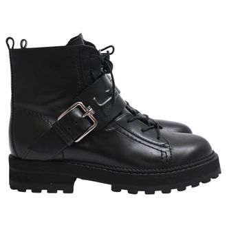 Tod's Ankle Boots Buckle Strap in Black Leather